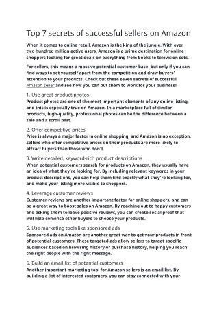 Top 7 secrets of successful sellers on Amazon