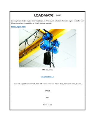 Electric Engine Hoist  Loadmate.in