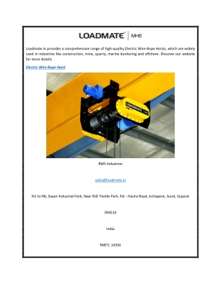 Electric Wire Rope Hoist  Loadmate.in