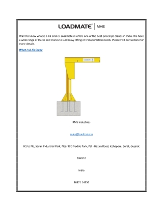 What Is a Jib Crane  Loadmate.in