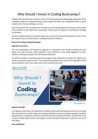 Why Should I Invest In Coding Bootcamps?