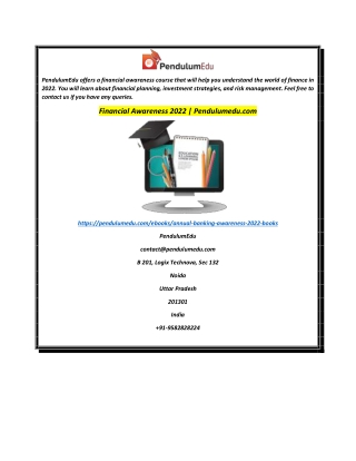 Financial Awareness 2022  Pendulumedu.com