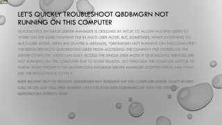 Proper way to fix QBDBMgrn not running on this computer issue