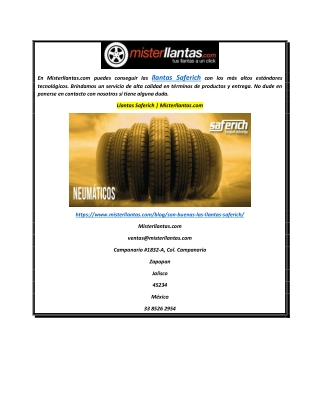 Llantas Saferich  Misterllantas.com