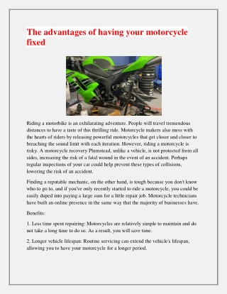 Find The Best Motorcycle Repairs in Plumstead.