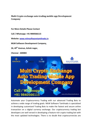 Multi Crypto exchange auto trading mobile app Development Company