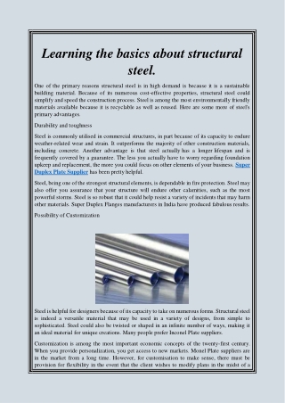 Learning the basics about structural steel