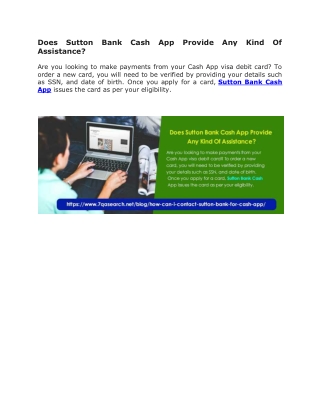 Does Sutton Bank Cash App Provide Any Kind Of Assistance?