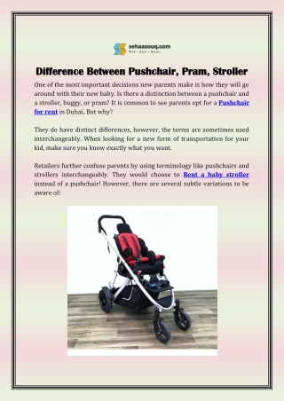 Difference Between Pushchair, Pram, Stroller