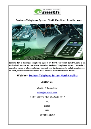 Business Telephone System North Carolina | Esmithit.com