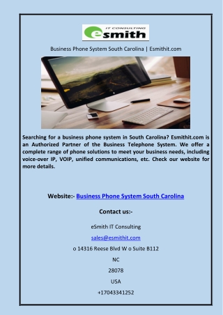 Business Phone System South Carolina | Esmithit.com