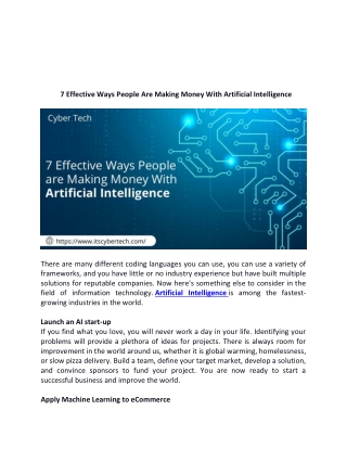 7 Effective Ways People are Making Money With Artificial Intelligence