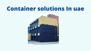 Container Solutions In UAE