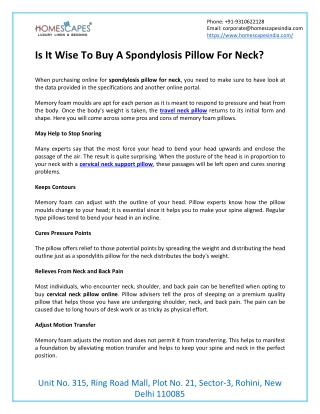 Is It Wise To Buy A Spondylosis Pillow For Neck