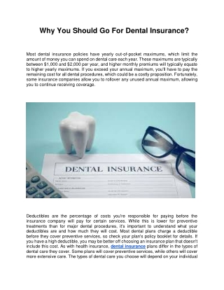 Why you Should go for Dental Insurance?