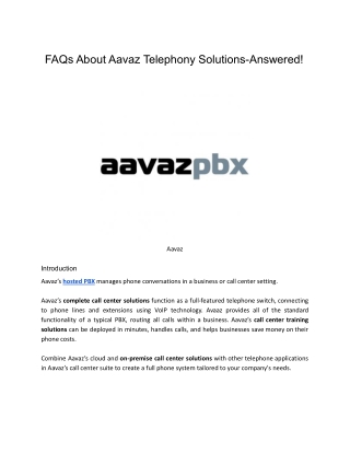 Aavaz Virtual VoIP PBX & SIP Server Software for Businesses