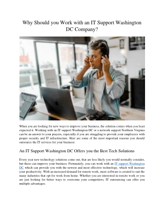 Why Should you Work with an IT Support Washington DC Company