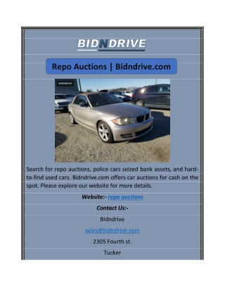 Repo Auctions | Bidndrive.com