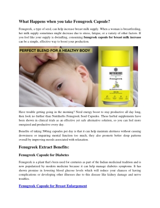 What Happens when you take Fenugreek Capsule