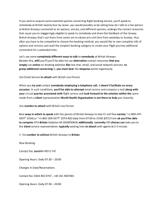 How to speak to a British Airways Assistance?