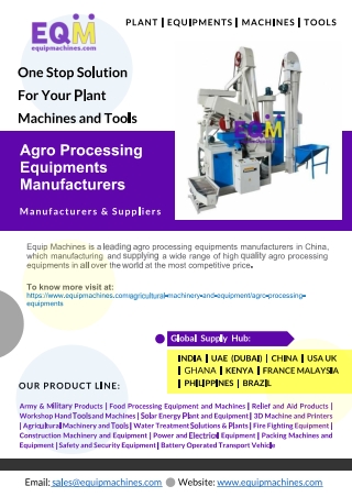 Agro Processing Equipments Manufacturers