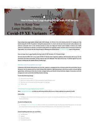 How to Keep Your Lungs Healthy During Covid-19 XE Variants