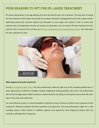 Four reasons to opt for IPL laser treatment