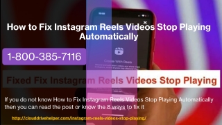 Call 1-800-385-7116 - How to Fix Instagram Reels Videos Stop Playing Automatically