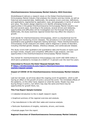 Overview on Chemiluminescence Immunoassay Market Industry 2022 Future Scope and