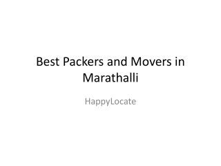 Best Packers and Movers in Marathalli