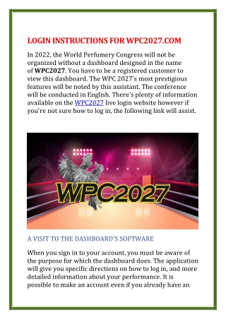 LOGIN INSTRUCTIONS FOR WPC2027.COM
