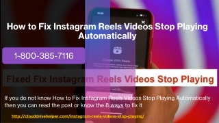 Call 1-800-385-7116 - How to Fix Instagram Reels Videos Stop Playing Automatically