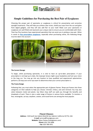 Simple Guidelines for Purchasing the Best Pair of Eyeglasses