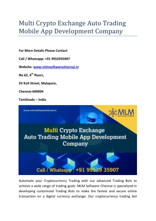 Multi Crypto exchange auto trading mobile app Development Company