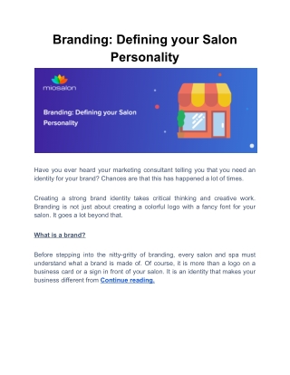 Branding: Defining your Salon Personality