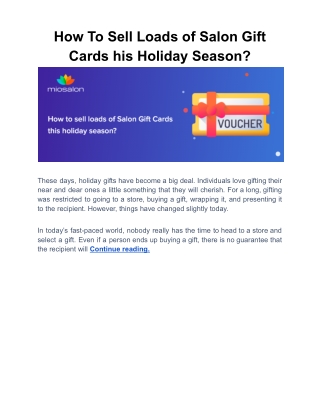 How To Sell Loads of Salon Gift Cards his Holiday Season