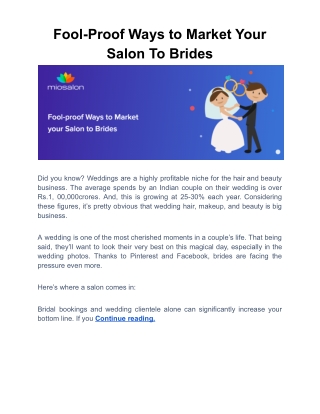 Fool-Proof Ways to Market Your Salon To Brides