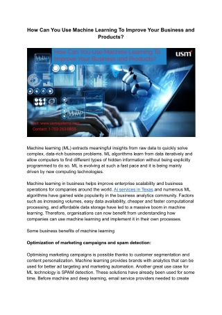 How Can You Use Machine Learning To Improve Your Business and Products
