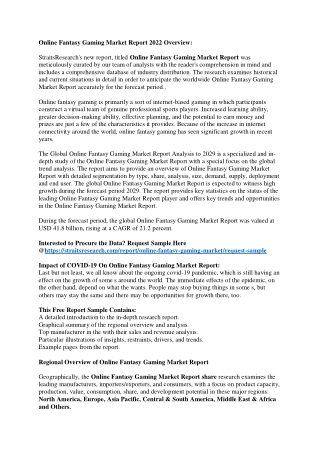 Significant Growth of Online Fantasy Gaming Market Report Analysis, Share, Growt