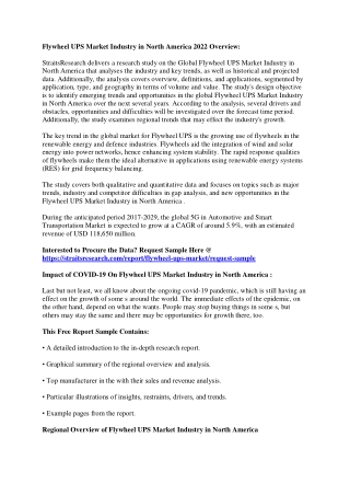 Flywheel UPS Market Industry in North America 2022 Detailed Competitive Outlook