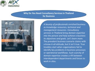Why Do You Need Consultancy Services in Thailand for Business