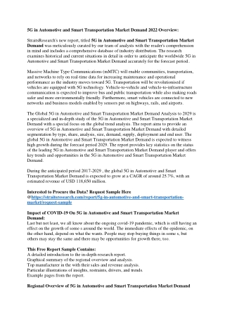 Future Scope for 5G in Automotive and Smart Transportation Market Demand Share,