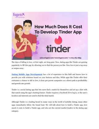 How Much Does It Cost To Develop Tinder App