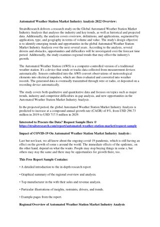 Overview on Automated Weather Station Market Industry Analysis 2022 Future Scope