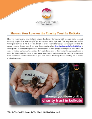 Shower Your Love on the Charity Trust In Kolkata