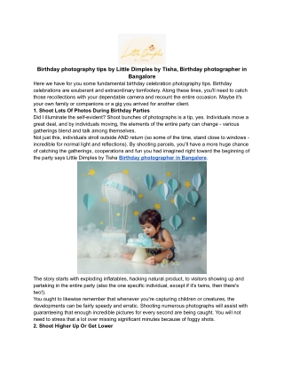 Birthday photography tips by Little Dimples by Tisha, Birthday photographer in Bangalore