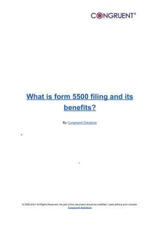 What is form 5500 filing and its benefits?