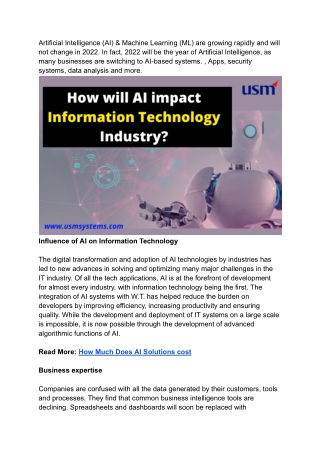 How Will Artificial Intelligence Impact Information Technology (IT) Industry