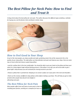 The Best Pillow for Neck Pain - How to Find and Treat It