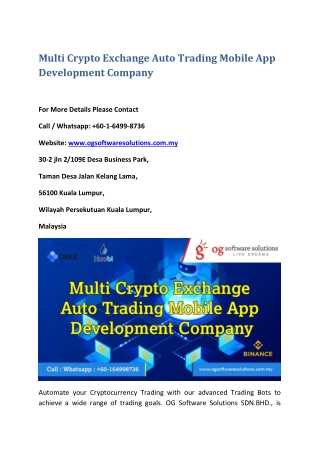 Multi Crypto exchange auto trading mobile app Development Company
